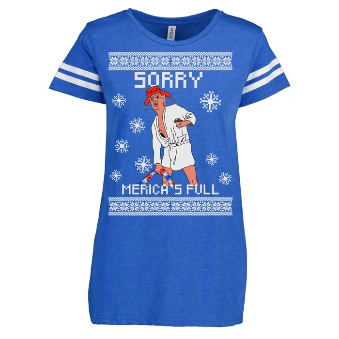 Sorry Merica's Full Trump Supporter Ugly Christmas Enza Ladies Jersey Football T-Shirt