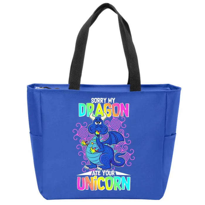 Sorry My Dragon Ate Your Unicorn Zip Tote Bag