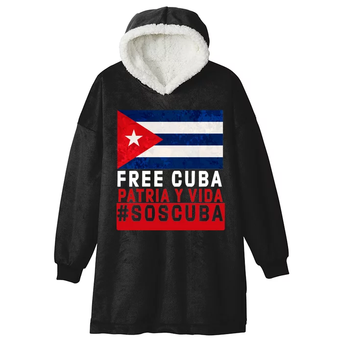 SOS Cuba Cuba Flag Cuban Fist Free Cuba Libre 2021 Cuban Hooded Wearable Blanket