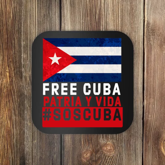 SOS Cuba Cuba Flag Cuban Fist Free Cuba Libre 2021 Cuban Coaster