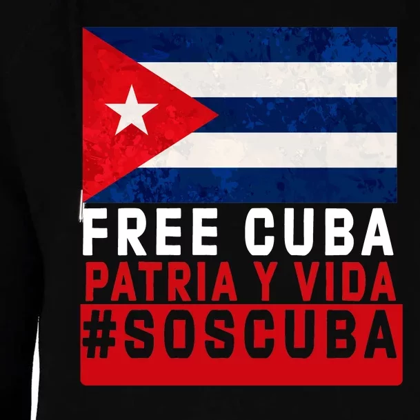 SOS Cuba Cuba Flag Cuban Fist Free Cuba Libre 2021 Cuban Womens Funnel Neck Pullover Hood