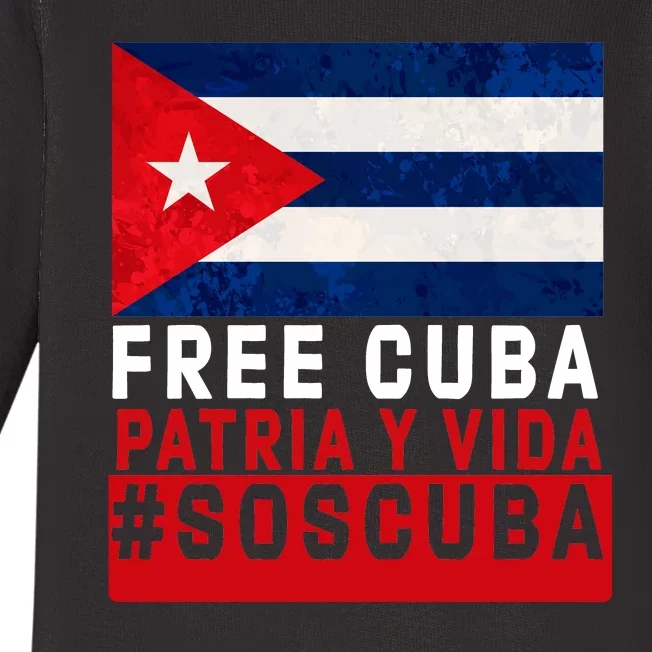 SOS Cuba Cuba Flag Cuban Fist Free Cuba Libre 2021 Cuban Baby Long Sleeve Bodysuit