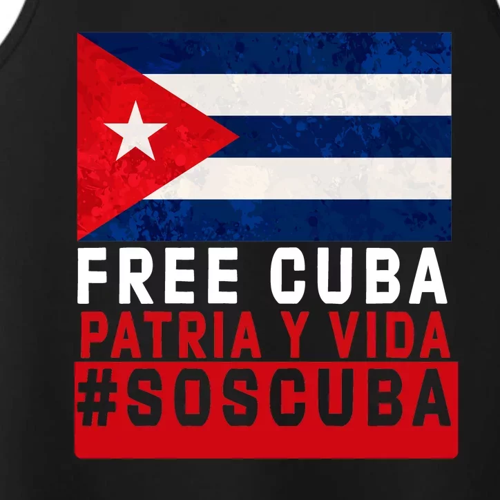 SOS Cuba Cuba Flag Cuban Fist Free Cuba Libre 2021 Cuban Performance Tank