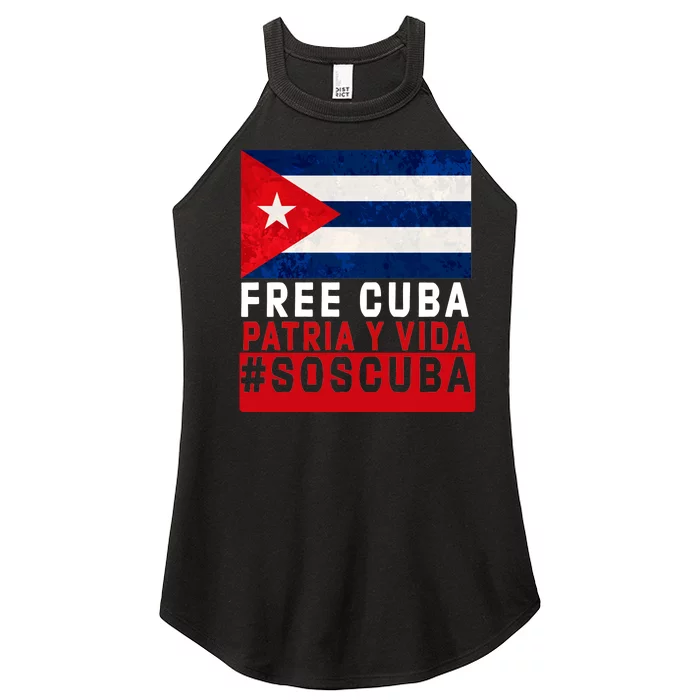 SOS Cuba Cuba Flag Cuban Fist Free Cuba Libre 2021 Cuban Women’s Perfect Tri Rocker Tank