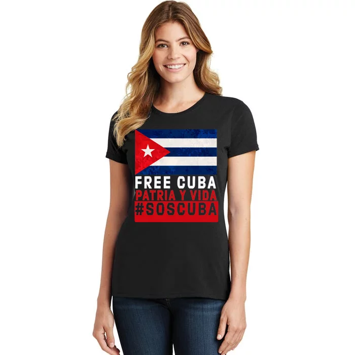 SOS Cuba Cuba Flag Cuban Fist Free Cuba Libre 2021 Cuban Women's T-Shirt