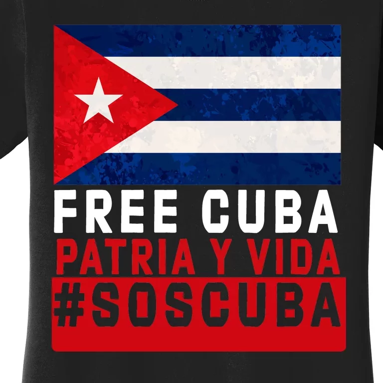 SOS Cuba Cuba Flag Cuban Fist Free Cuba Libre 2021 Cuban Women's T-Shirt