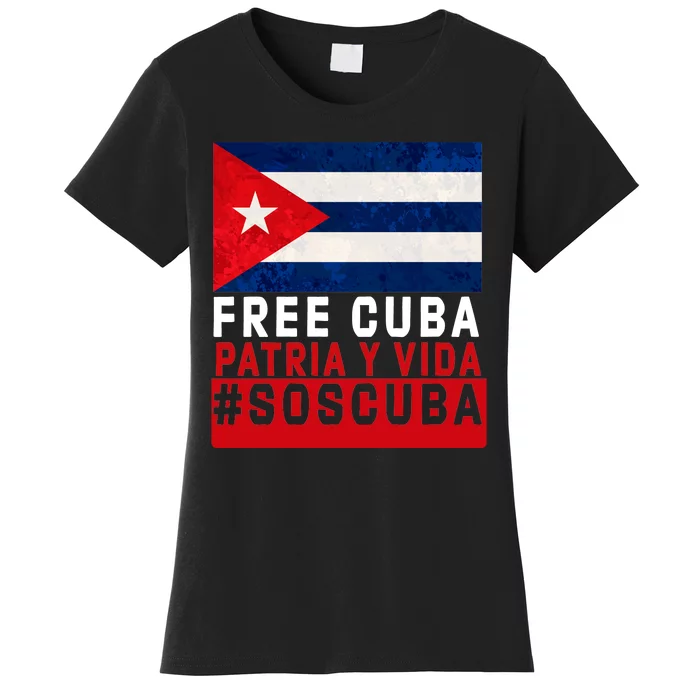 SOS Cuba Cuba Flag Cuban Fist Free Cuba Libre 2021 Cuban Women's T-Shirt