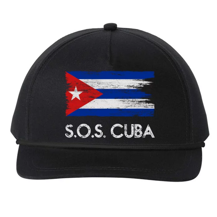 SOS Cuba Distressed Flag Snapback Five-Panel Rope Hat