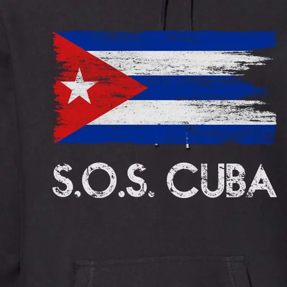 SOS Cuba Distressed Flag Premium Hoodie