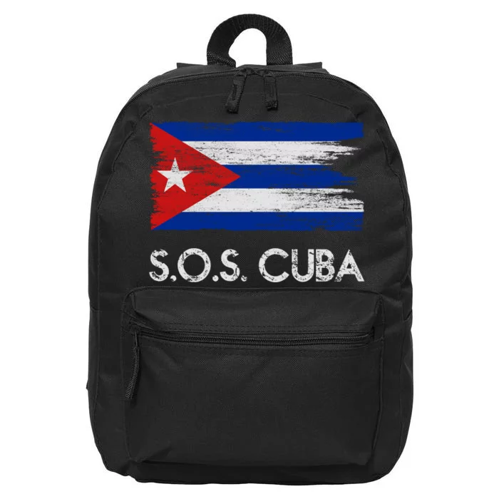 SOS Cuba Distressed Flag 16 in Basic Backpack