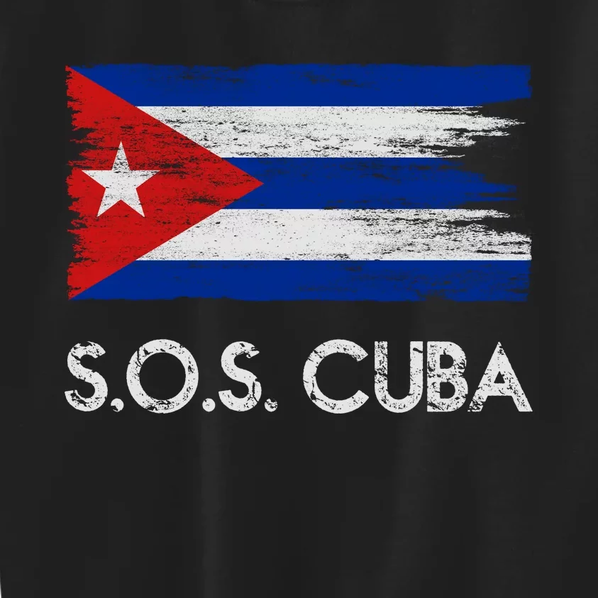 SOS Cuba Distressed Flag Kids Sweatshirt