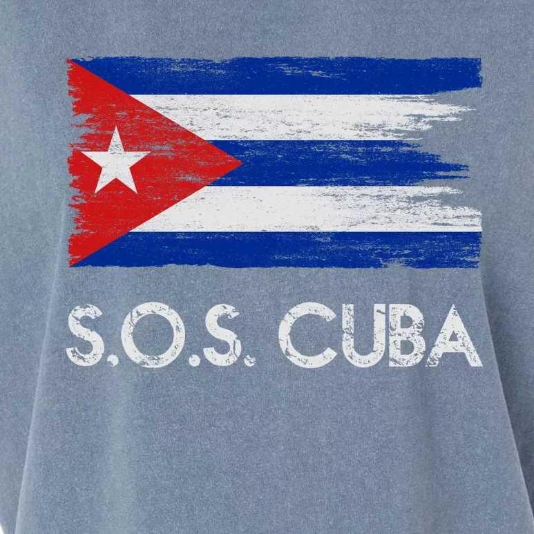 SOS Cuba Distressed Flag Garment-Dyed Women's Muscle Tee