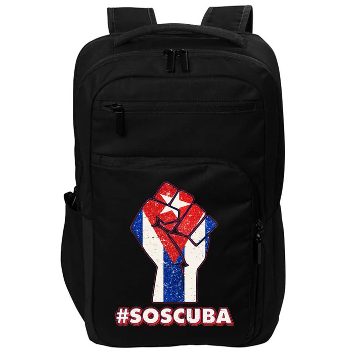 SOS Cuba Protest Fist Flag #SOSCUBA Impact Tech Backpack