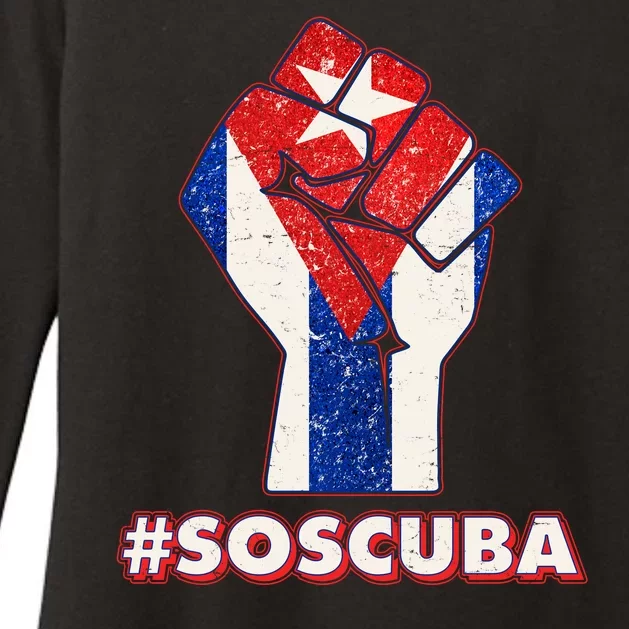 SOS Cuba Protest Fist Flag #SOSCUBA Womens CVC Long Sleeve Shirt