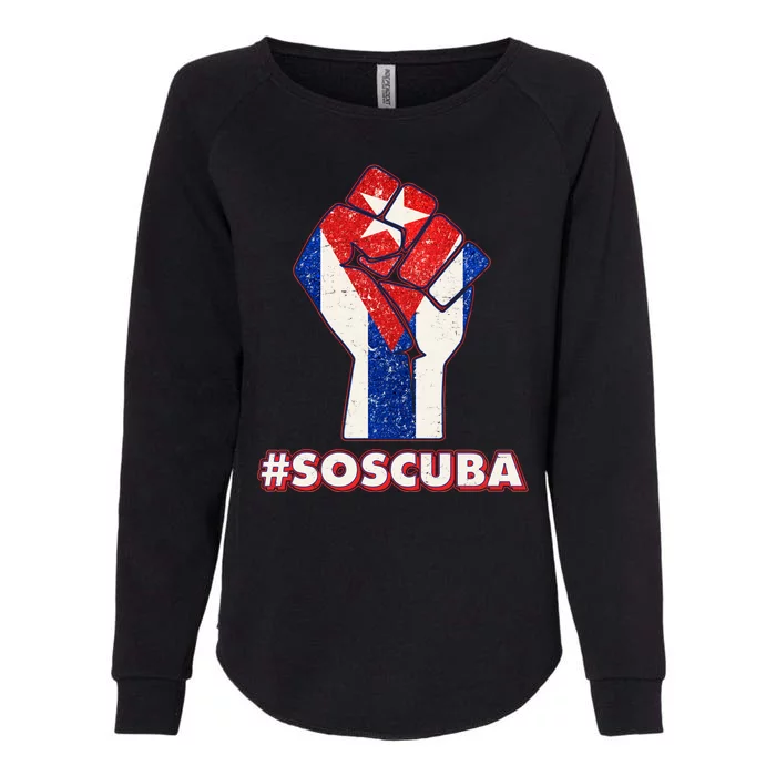 SOS Cuba Protest Fist Flag #SOSCUBA Womens California Wash Sweatshirt