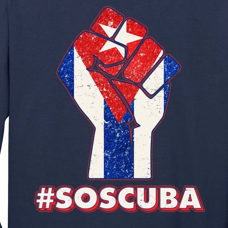 SOS Cuba Protest Fist Flag #SOSCUBA Tall Long Sleeve T-Shirt