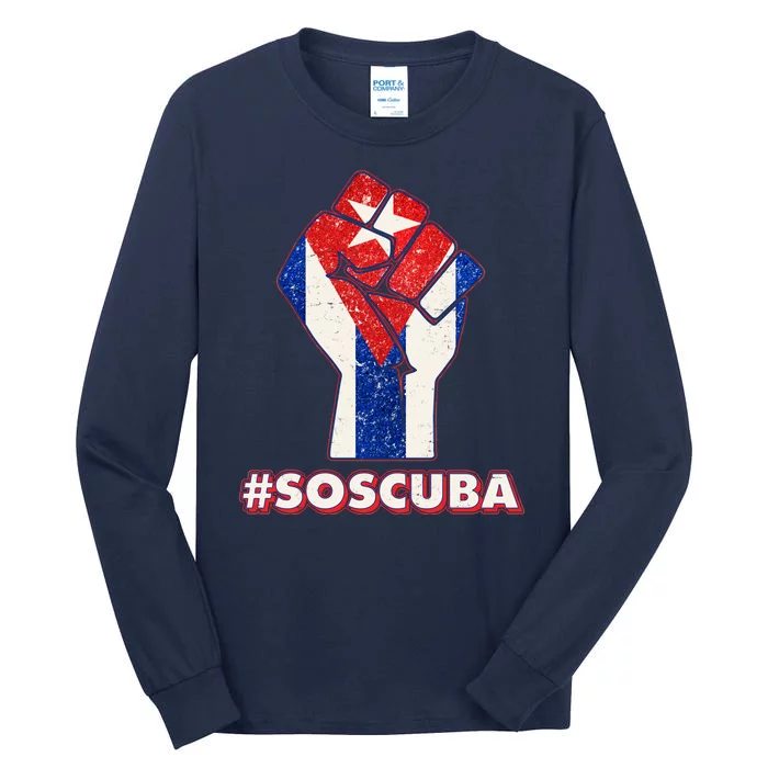 SOS Cuba Protest Fist Flag #SOSCUBA Tall Long Sleeve T-Shirt