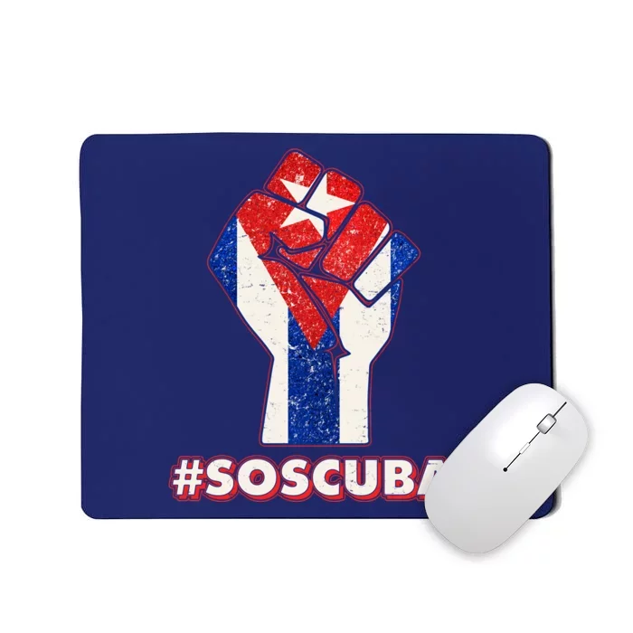 SOS Cuba Protest Fist Flag #SOSCUBA Mousepad