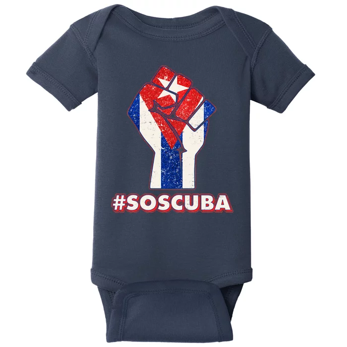 SOS Cuba Protest Fist Flag #SOSCUBA Baby Bodysuit