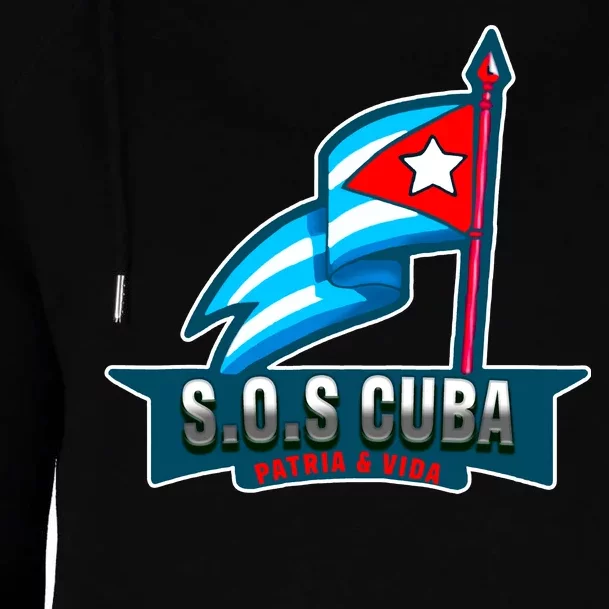 SOS Cuba Viva Cuba Libre Cubanos Bandera Cubana Womens Funnel Neck Pullover Hood