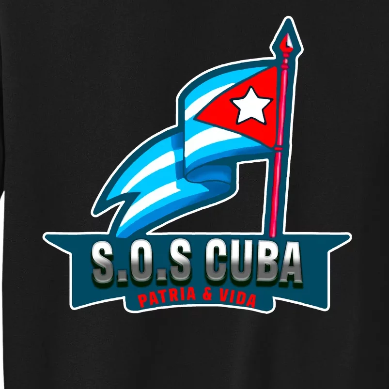 SOS Cuba Viva Cuba Libre Cubanos Bandera Cubana Tall Sweatshirt