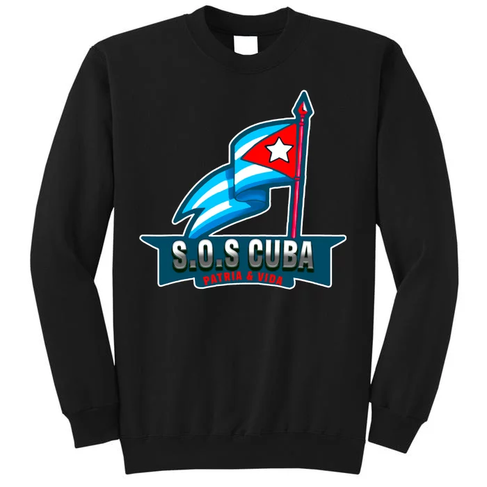 SOS Cuba Viva Cuba Libre Cubanos Bandera Cubana Tall Sweatshirt