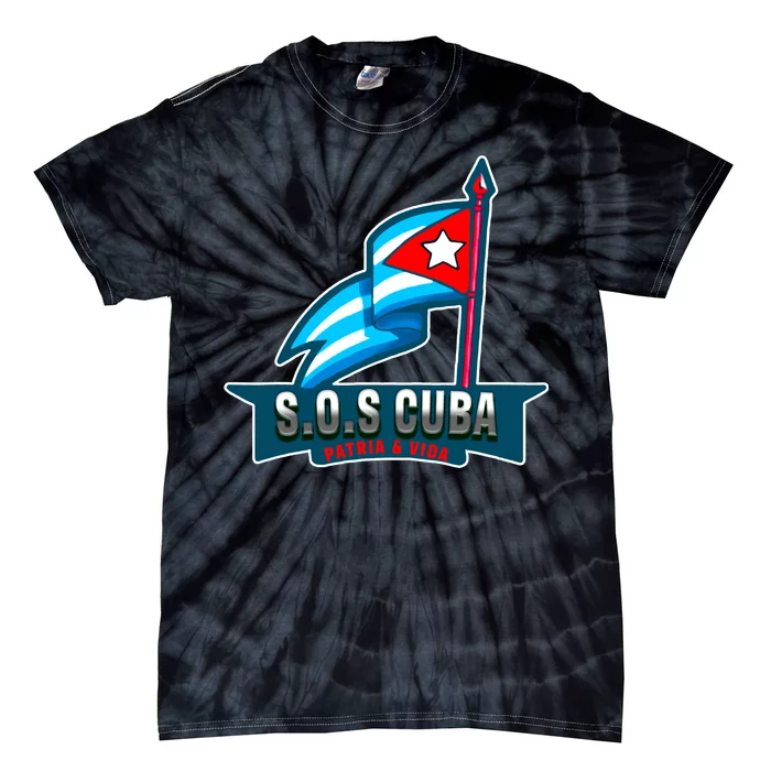 SOS Cuba Viva Cuba Libre Cubanos Bandera Cubana Tie-Dye T-Shirt