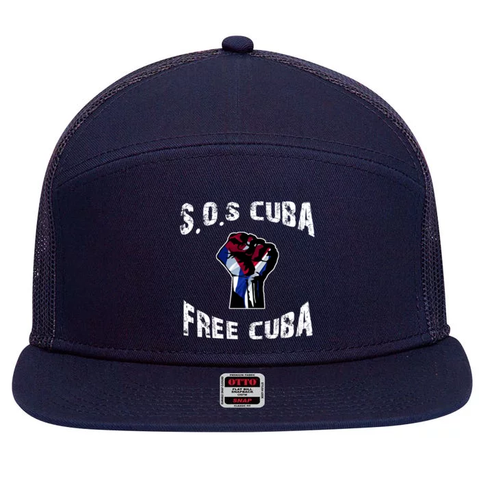 SOS Free Cuba 7 Panel Mesh Trucker Snapback Hat