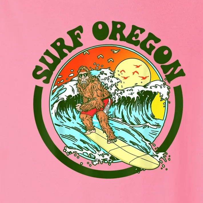 Surf Oregon! Surfing Bigfoot Funny Beach Sasquatch Surfer Shirt Toddler Long Sleeve Shirt