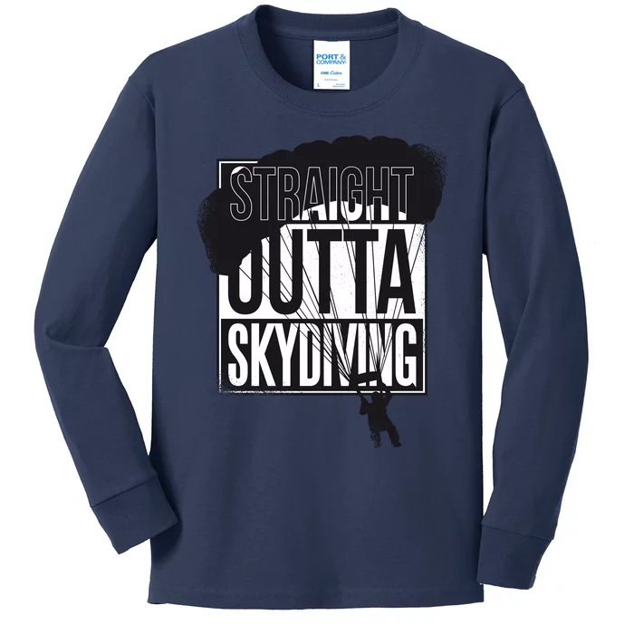 Straight Outta Skydiving Kids Long Sleeve Shirt