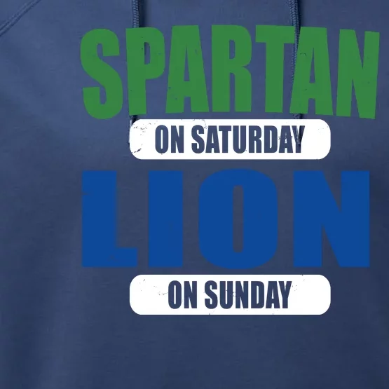 Spartan On Saturday Lion On Sunday Performance Fleece Hoodie