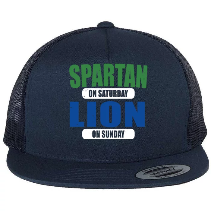 Spartan On Saturday Lion On Sunday Flat Bill Trucker Hat