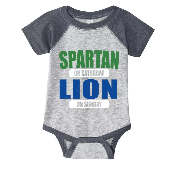 Spartan On Saturday Lion On Sunday Infant Baby Jersey Bodysuit