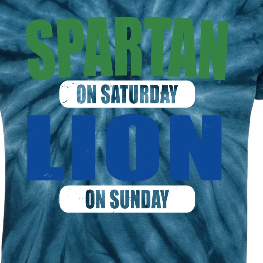 Spartan On Saturday Lion On Sunday Kids Tie-Dye T-Shirt