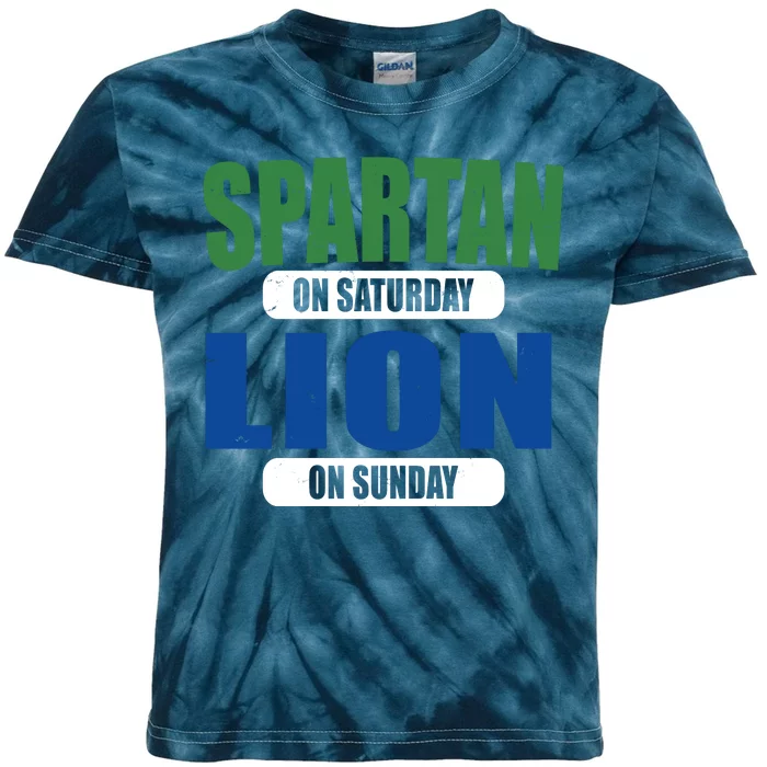 Spartan On Saturday Lion On Sunday Kids Tie-Dye T-Shirt