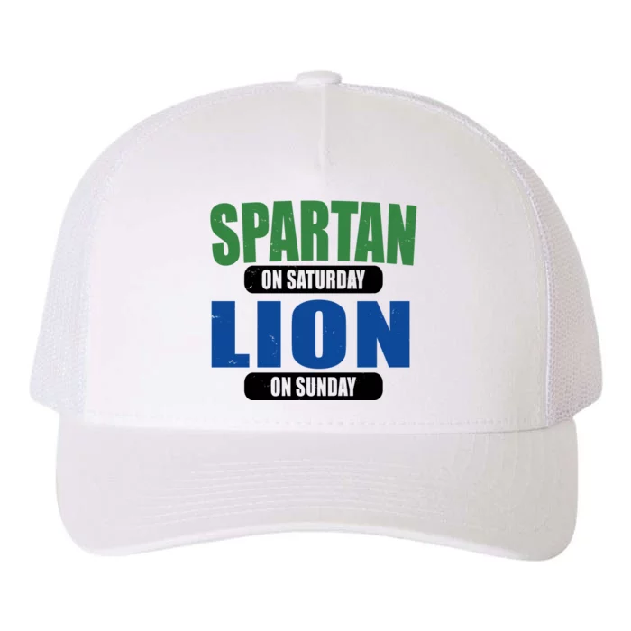 Spartan On Saturday Lion On Sunday Yupoong Adult 5-Panel Trucker Hat