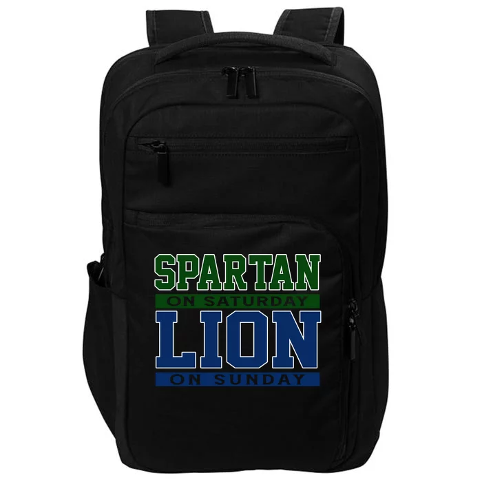 Spartan On Saturday Lion On Sunday Funny Detroit Impact Tech Backpack