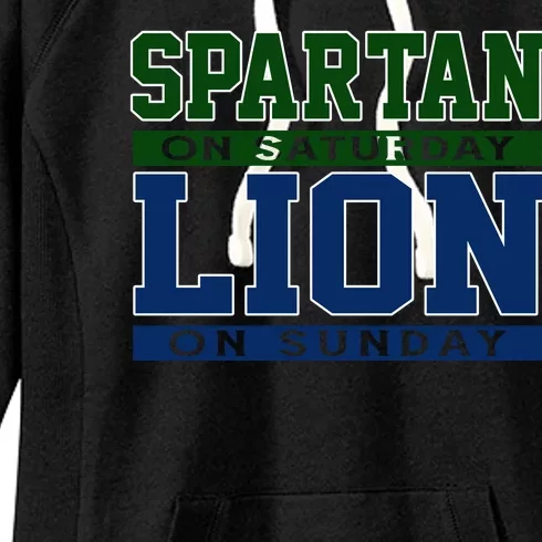 Spartan On Saturday Lion On Sunday Funny Detroit Women's Fleece Hoodie