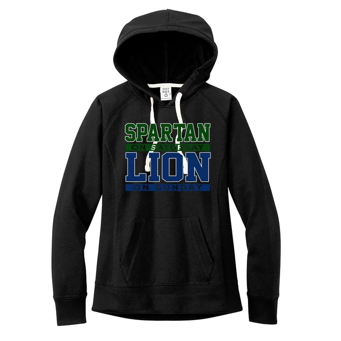 Spartan On Saturday Lion On Sunday Funny Detroit Women's Fleece Hoodie