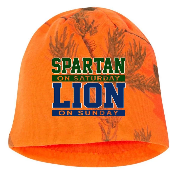 Spartan On Saturday Lion On Sunday Funny Detroit Kati - Camo Knit Beanie