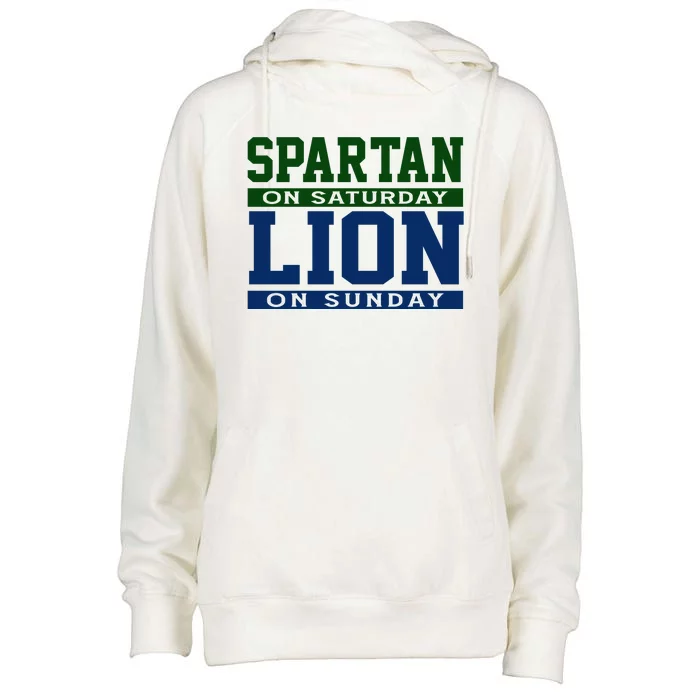 Spartan On Saturday Lion On Sunday Funny Detroit Womens Funnel Neck Pullover Hood