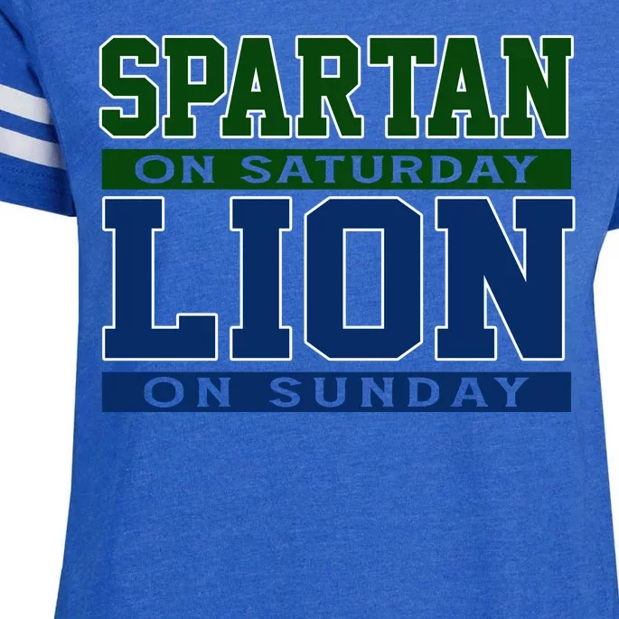 Spartan On Saturday Lion On Sunday Funny Detroit Enza Ladies Jersey Football T-Shirt