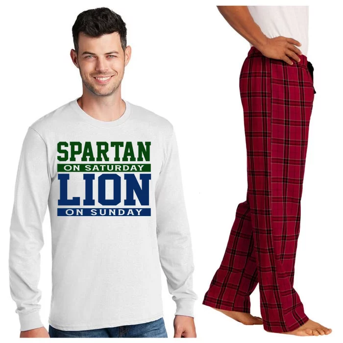 Spartan On Saturday Lion On Sunday Funny Detroit Long Sleeve Pajama Set