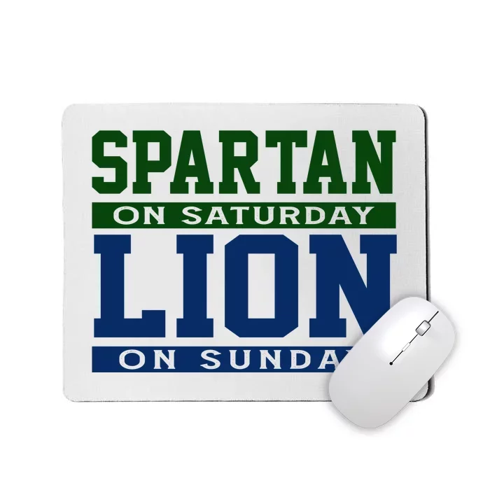 Spartan On Saturday Lion On Sunday Funny Detroit Mousepad