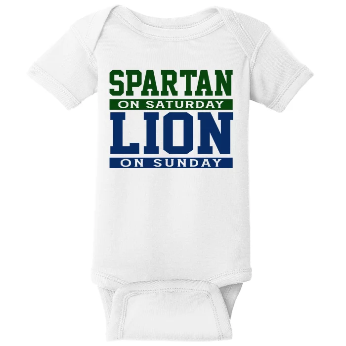 Spartan On Saturday Lion On Sunday Funny Detroit Baby Bodysuit