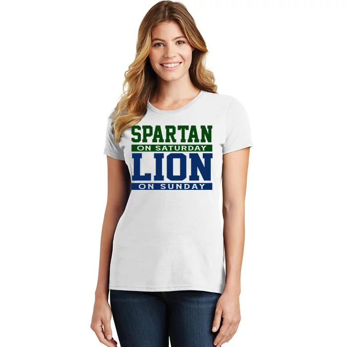 Spartan On Saturday Lion On Sunday Funny Detroit Women's T-Shirt