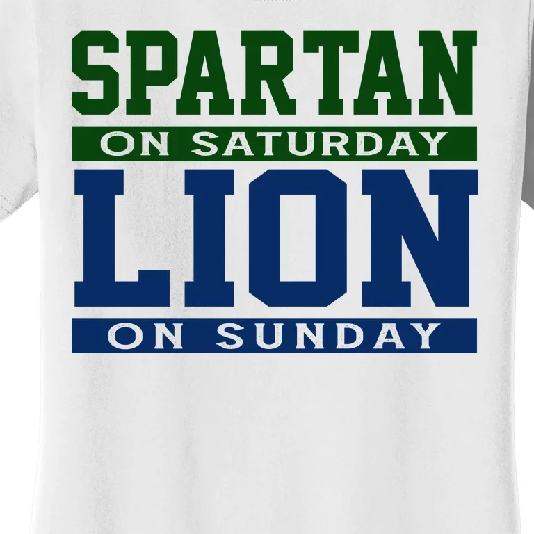 Spartan On Saturday Lion On Sunday Funny Detroit Women's T-Shirt