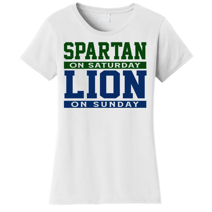 Spartan On Saturday Lion On Sunday Funny Detroit Women's T-Shirt