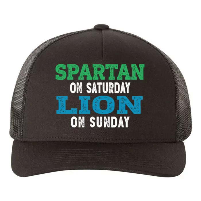 Spartan On Saturday Lion On Sunday Football Fans Vintage Yupoong Adult 5-Panel Trucker Hat