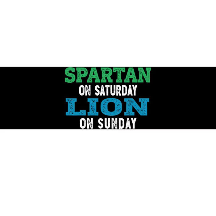 Spartan On Saturday Lion On Sunday Football Fans Vintage Bumper Sticker